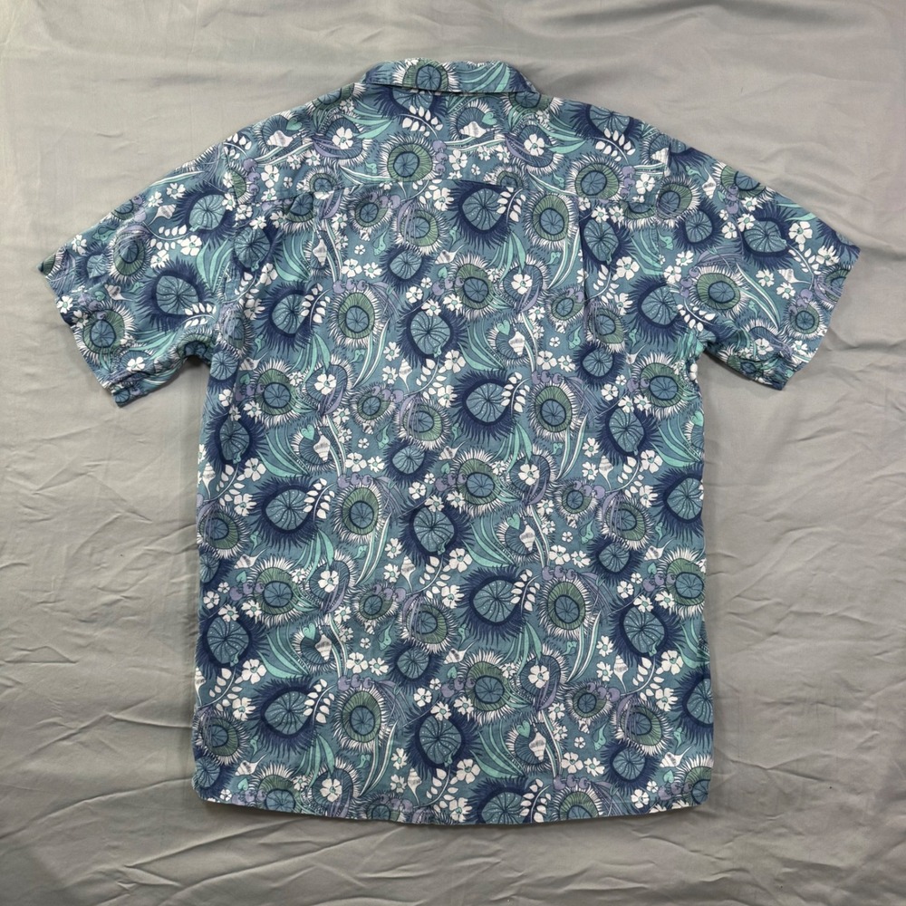 Patagonia Back Step Shirt Hawaiian Short Sleeve Button Up Blue Floral AOP Mens M - Picture 3 of 15